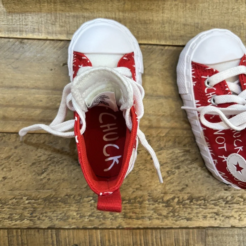 CONVERSE High Top Not A Chuck Red/White Canvas  A05339F Size 5 Infant